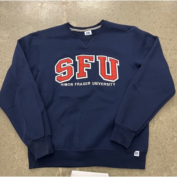 Russell SFU navy sweatshirt Size medium Measurements Pit to pit 21” Length 25.5” - Picture 1 of 7
